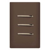 Conjunto Triplo Interruptor Paralelo 4x2 - Novara Marrom Fosco Gold